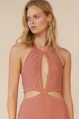 Suboo Beck Halter Cut Out Dress Rose Gold Size S/AU 8 for rent on The Volte - image 2