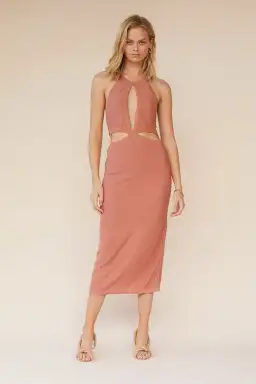 Suboo Beck Halter Cut Out Dress Rose Gold Size L / AU 12 for rent on The Volte - image 1