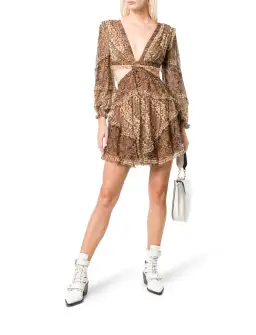 Zimmermann Tali Batik Cut Out Dress Spliced Print Size 2/Au 12