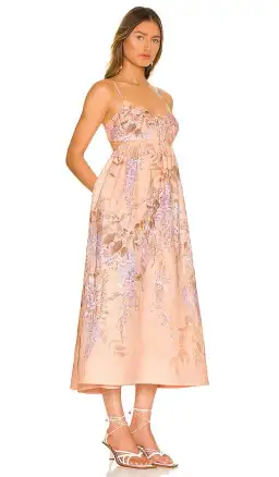 Zimmermann Rosa Bralette Midi Dress in Lilac Wisteria Floral Size 3/Au 14 for rent on The Volte - image 1