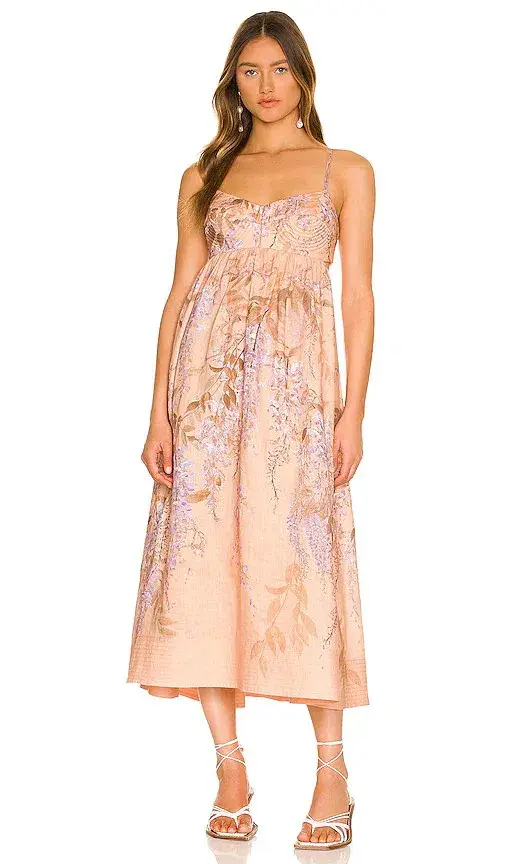 Zimmermann Rosa Bralette Midi Dress in Lilac Wisteria Floral Size 3/Au 14 for rent on The Volte - main image