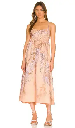 Zimmermann Rosa Bralette Midi Dress in Lilac Wisteria Floral Size 3/Au 14 for rent on The Volte - image 0
