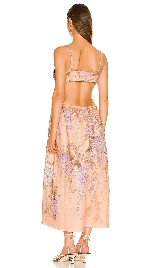 Zimmermann Rosa Bralette Midi Dress in Lilac Wisteria Floral Size 3/Au 14 for rent on The Volte - main image