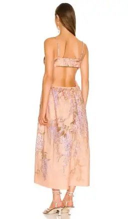 Zimmermann Rosa Bralette Midi Dress in Lilac Wisteria Floral Size 3/Au 14 for rent on The Volte - image 2