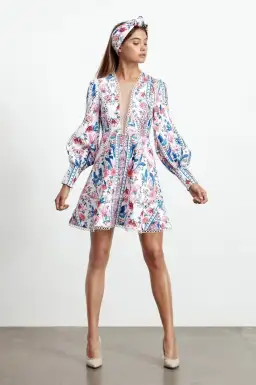 Elliatt Dolce Long Sleeve Mini Dress Floral Size M/ AU10