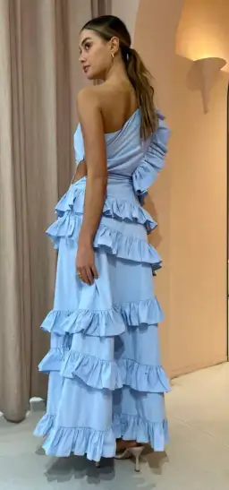 By Nicola Adrift Frill Maxi Dress Blue Size 14 for rent on The Volte - image 3