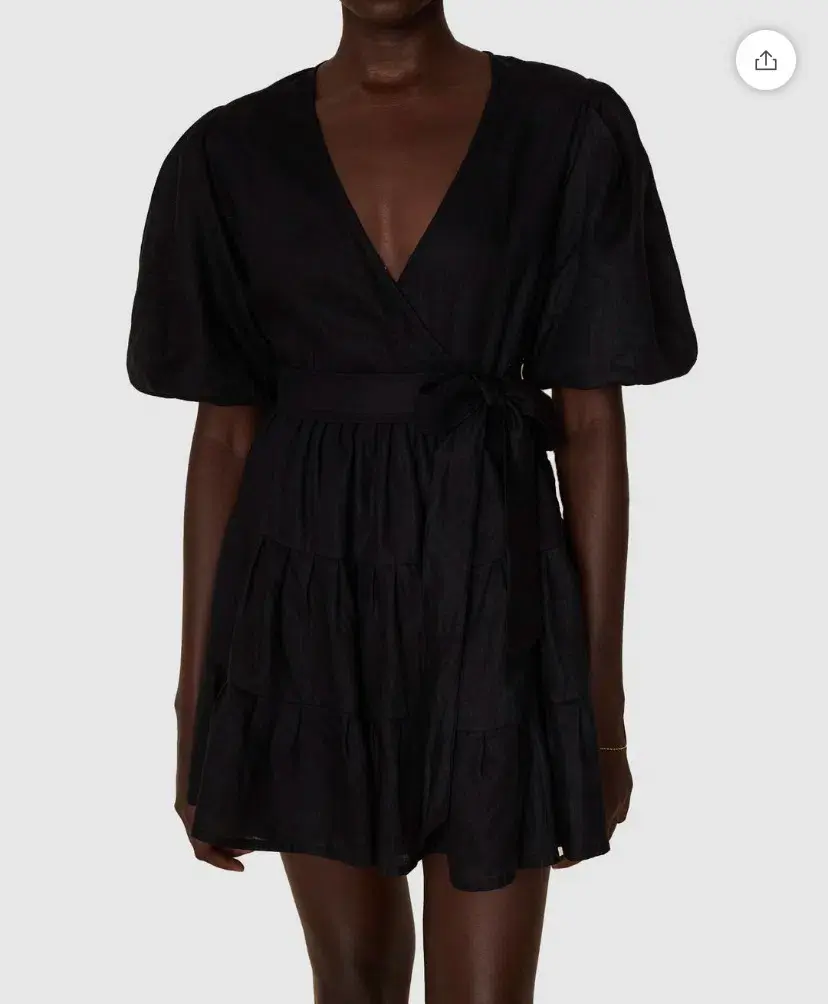 Faithfull the Brand Rooney Wrap Mini Dress Black Size 8 for rent on The Volte - main image