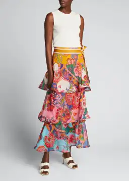 Zimmermann Lovestruck Tiered Flounce Skirt Floral Size 8/1 for rent on The Volte - image 1