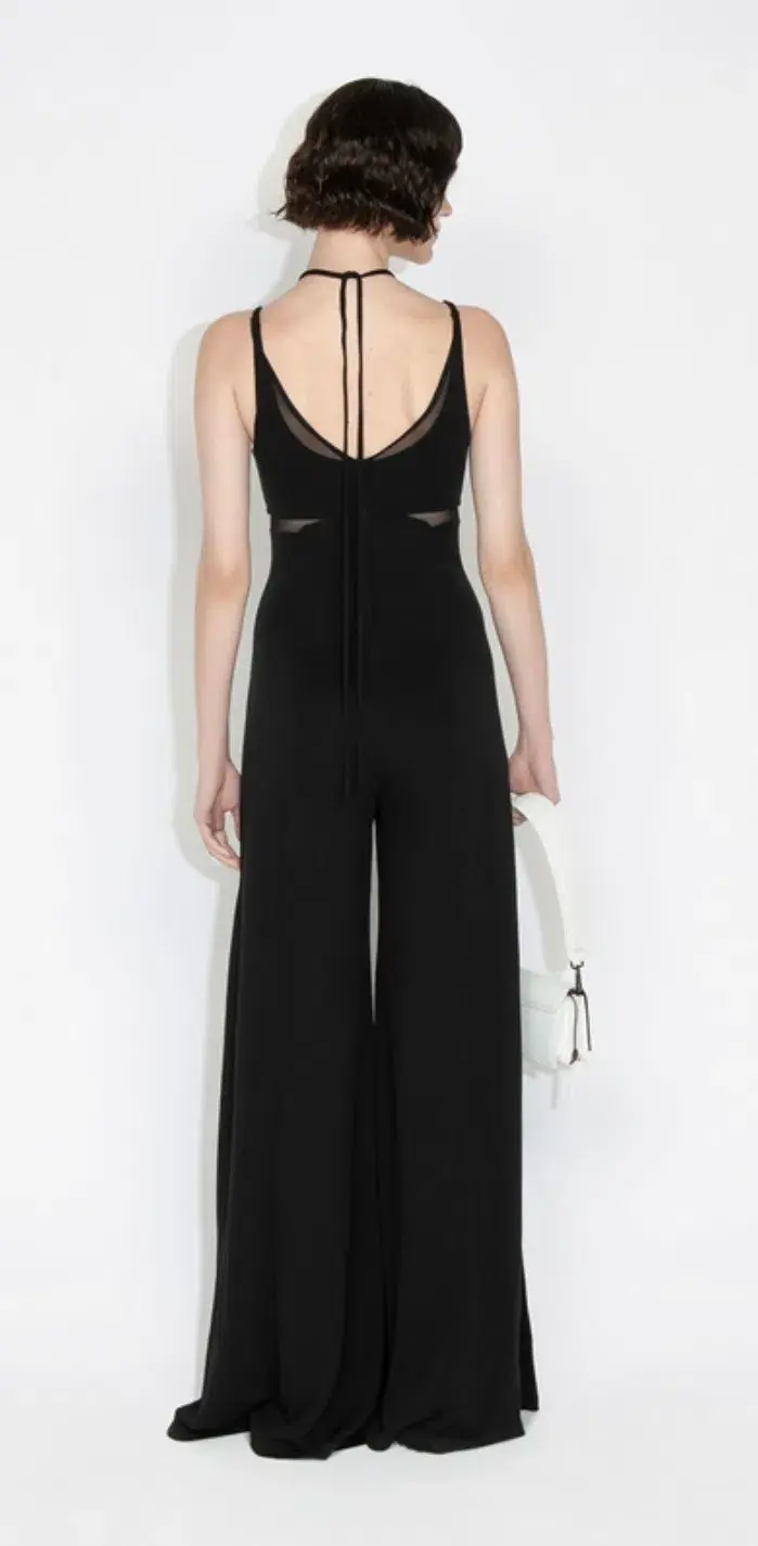Cue Jersey Panelled Jumpsuit Black Size 8 for rent on The Volte - main image