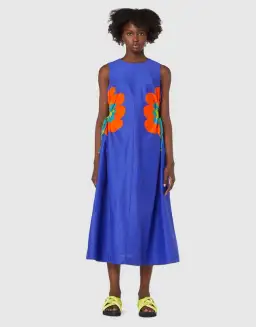 Gorman Puffy Flower Midi Dress Blue Size 8 for rent on The Volte - image 1