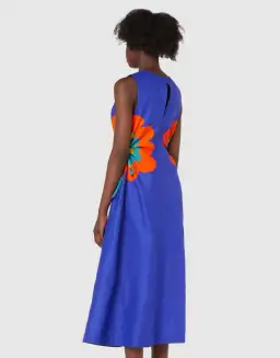 Gorman Puffy Flower Midi Dress Blue Size 8 for rent on The Volte - image 3