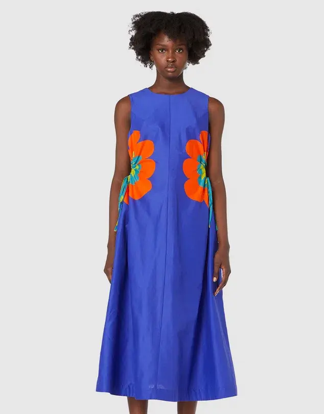 Gorman Puffy Flower Midi Dress Blue Size 8 for rent on The Volte - main image