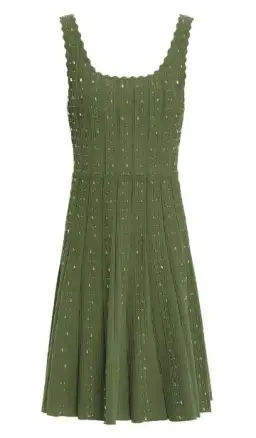 Sandro Paris Avah Scalloped Embellished Ribbed-knit Mini Dress Army Green Size S/AU 10 for rent on The Volte - image 3