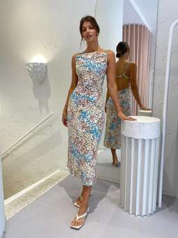Bec & Bridge Wisteria Midi Dress Print Size 14