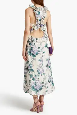 Zimmermann Cassia Ruffle Midi Dress in Hydrangea Floral Print Size 1/Au 10 for rent on The Volte - image 4
