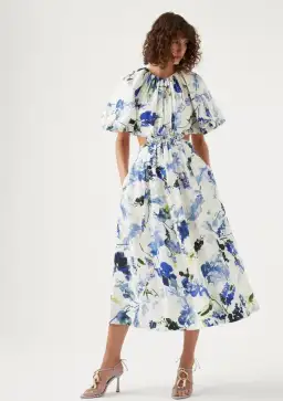 Aje Capucine Puff Sleeve Midi Dress Floral Size 16 / 2XL for rent on The Volte - image 1