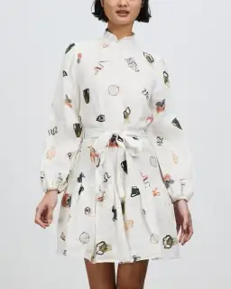 Alemais Hera Mini Dress Print White Size AU 6 for rent on The Volte - image 4