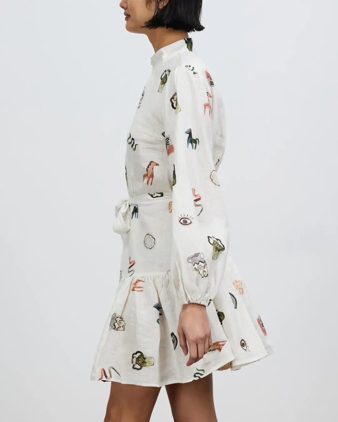 Alemais Hera Mini Dress Print White Size AU 6 for rent on The Volte - main image