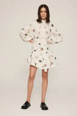 Alemais Hera Mini Dress Print White Size AU 6 for rent on The Volte - image 1