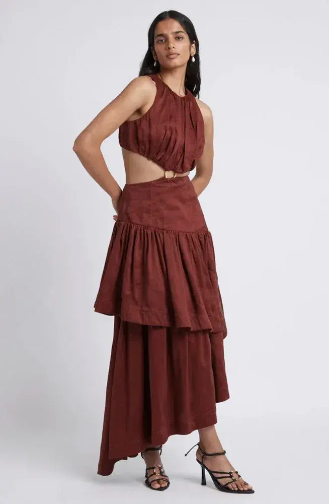 Aje Caliente Cut Out Dress Brown Size 10 for rent on The Volte - main image