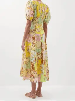 Alemais Matilde Patchwork Linen Midi Dress Floral Print Size 8 for rent on The Volte - image 3