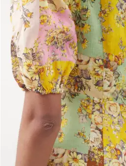 Alemais Matilde Patchwork Linen Midi Dress Floral Print Size 8 for rent on The Volte - image 4