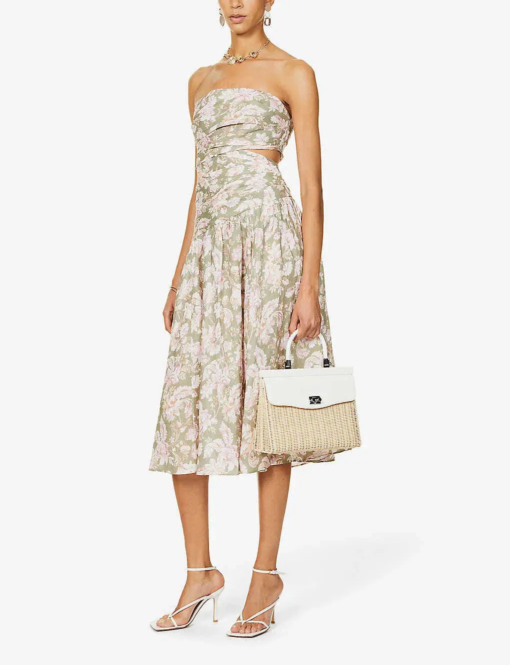 Zimmermann Lyre Linen Floral Dress Size 1/ Au 10 for rent on The Volte - main image