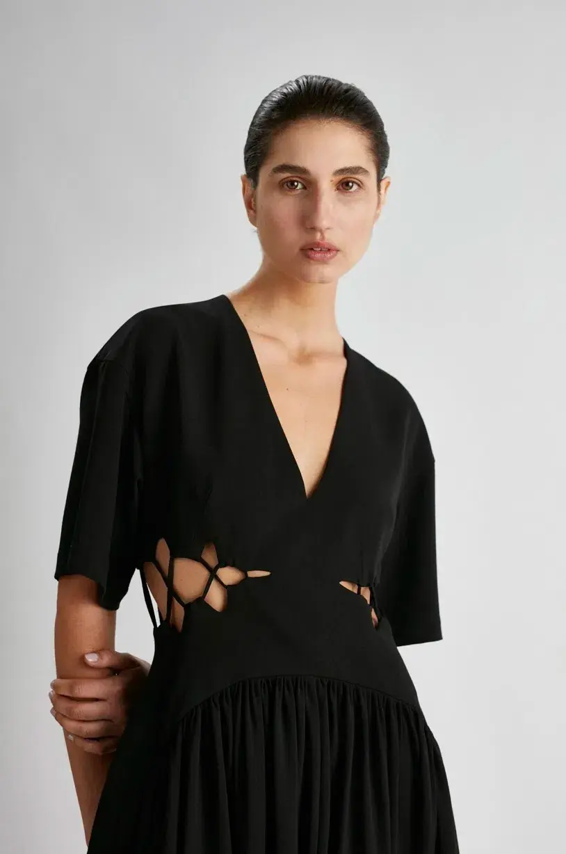 Camilla and Marc Brea Cut Out Dress Black Size 6 for rent on The Volte - main image