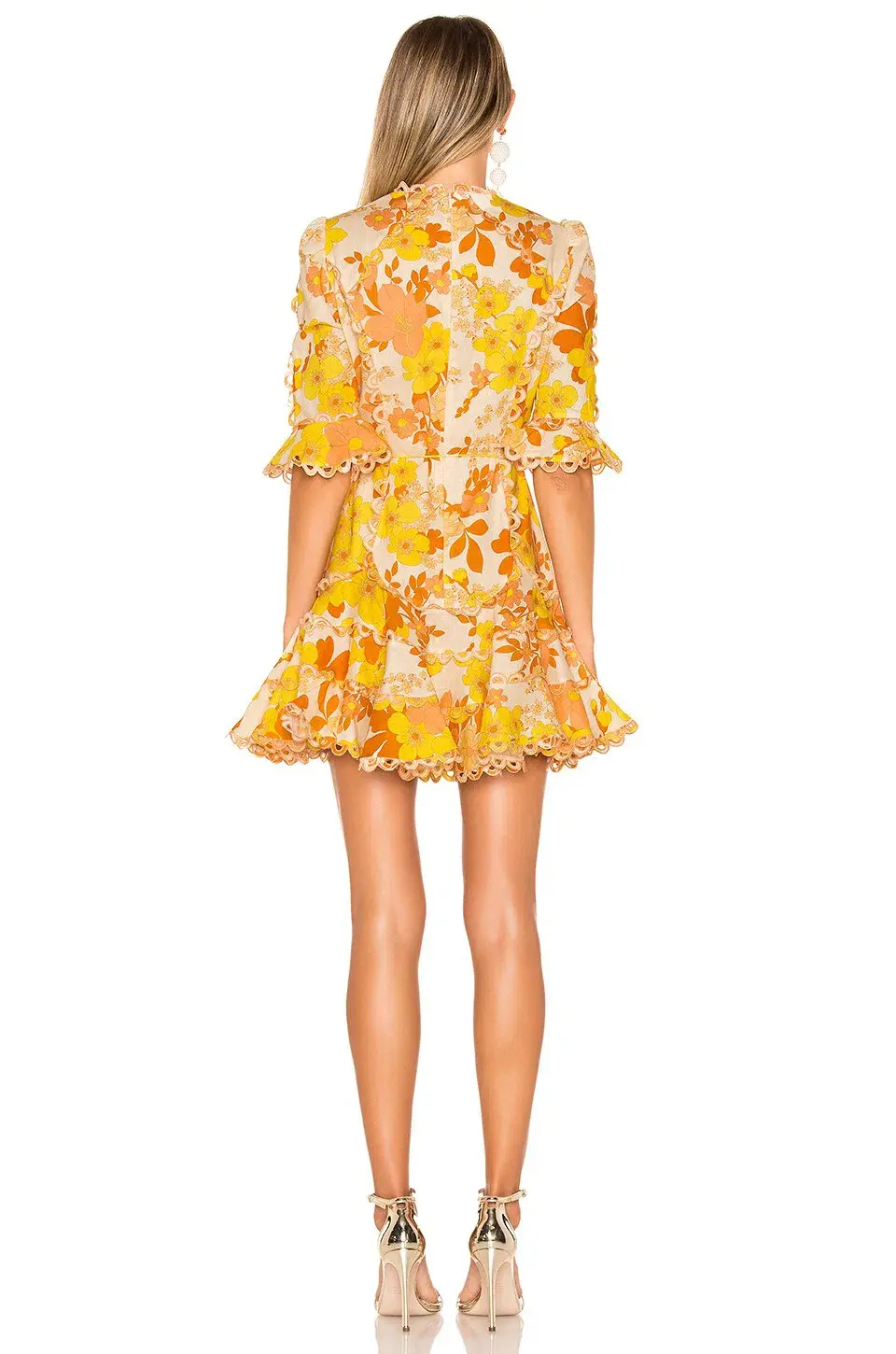 Zimmermann Primrose Flutter Mini Dress Marigold Floral Size 1 / Au 10 for rent on The Volte - main image