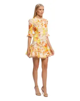 Zimmermann Primrose Flutter Mini Dress Marigold Floral Size 1 / Au 10 for rent on The Volte - image 2