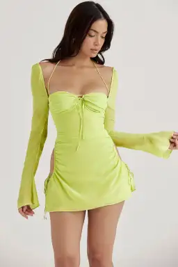 House of CB Baby Chiffon Halter Mini Dress in Lime Green Size S / Au 8 for rent on The Volte - image 6