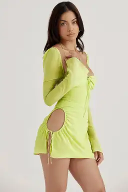 House of CB Baby Chiffon Halter Mini Dress in Lime Green Size S / Au 8 for rent on The Volte - image 5