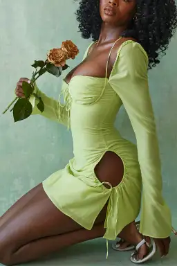 House of CB Baby Chiffon Halter Mini Dress in Lime Green Size S / Au 8 for rent on The Volte - image 2