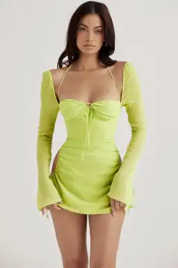 House of CB Baby Chiffon Halter Mini Dress in Lime Green Size S / Au 8 for rent on The Volte - image 1
