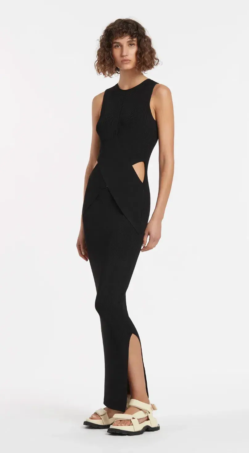 Sir the Label Kelvin Draped Dress in Black Size 1 / AU 8 for rent on The Volte - main image