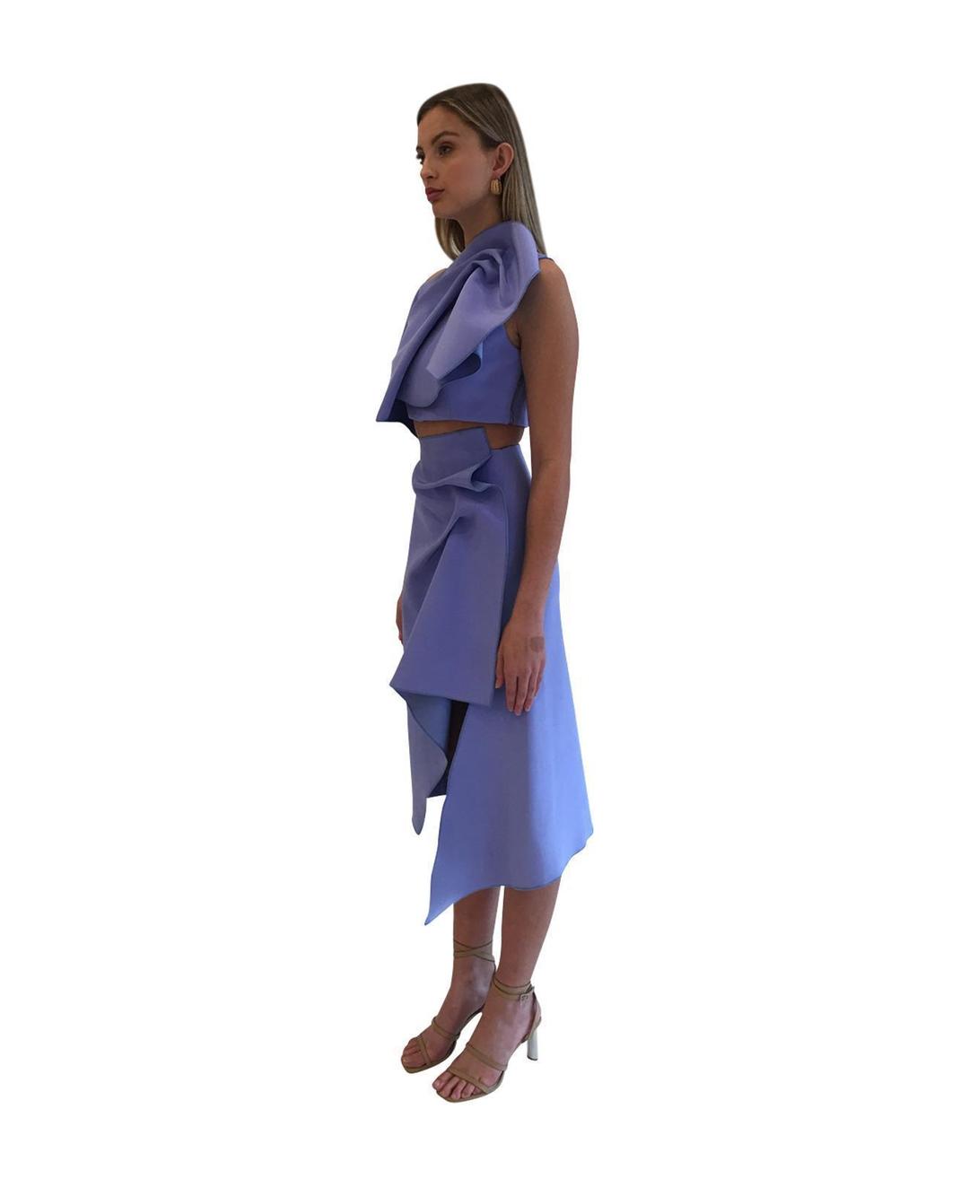 Acler Fincher Top and Midi Skirt Set Empire Blue Size 8 for rent on The Volte - main image