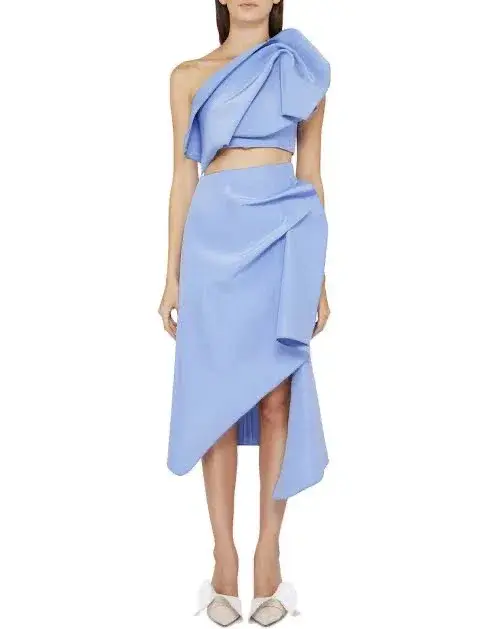 Acler Fincher Top and Midi Skirt Set Empire Blue Size 8 for rent on The Volte - main image