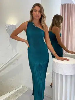 L'idée Soirée One Shoulder Dress Teal Size 8 / S for rent on The Volte - image 2