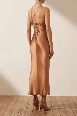 Shona Joy La Lune Ruched Bodice Midi Dress Copper Size 8 / S for rent on The Volte - image 2