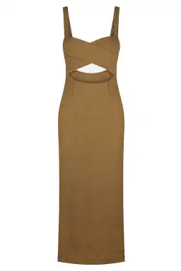 Shona Joy Simone Cross Over Midi Dress Cumin Size 8 / S for rent on The Volte - image 3