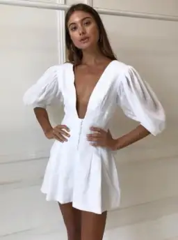 Joslin Studio Andrea Linen Ramie Playsuit White Size 8 for rent on The Volte - image 2