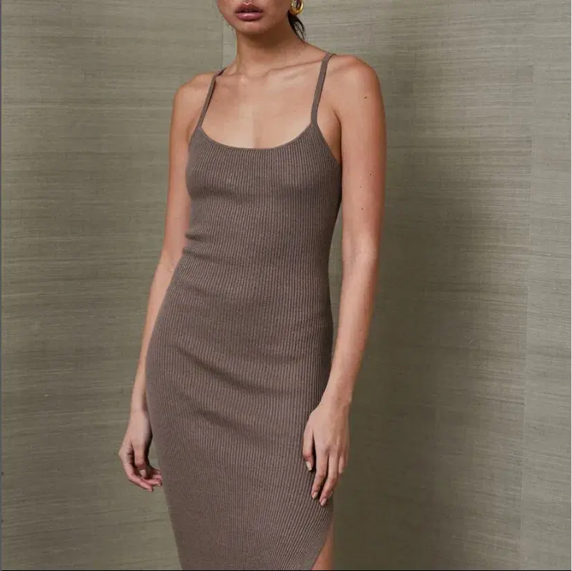 Bec & Bridge Riviera Split Midi Dress Brown Size 8 for rent on The Volte - main image