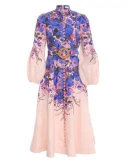 Zimmermann High Tide Buttoned Midi Dress Purple Ikat Floral Size 2 / Au 12 for rent on The Volte - image 4