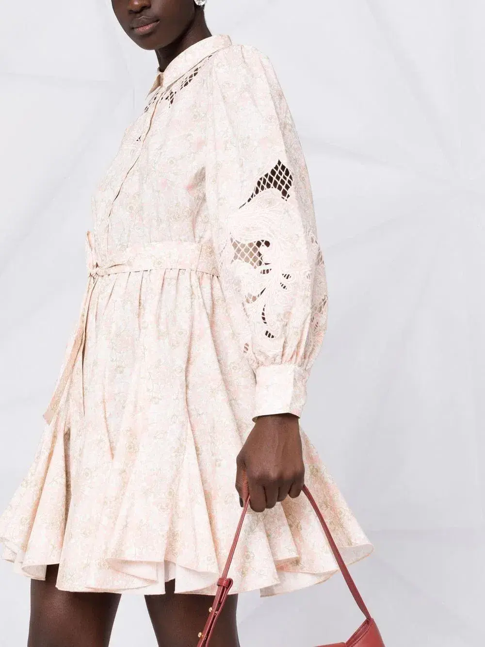 Maje Rebelia Mini Dress Pale Pink/Floral Size 2 / Au 10 for rent on The Volte - main image