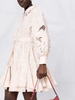 Maje Rebelia Mini Dress Pale Pink/Floral Size 2 / Au 10 for rent on The Volte - image 2