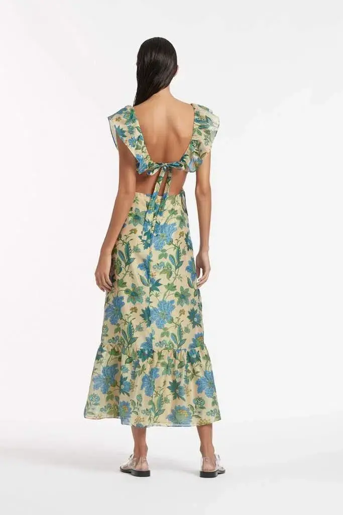 Sir The Label Celia Frill Midi Dress Print Size 6 for rent on The Volte - main image
