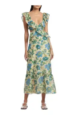 Sir The Label Celia Frill Midi Dress Print Size 6 for rent on The Volte - image 3