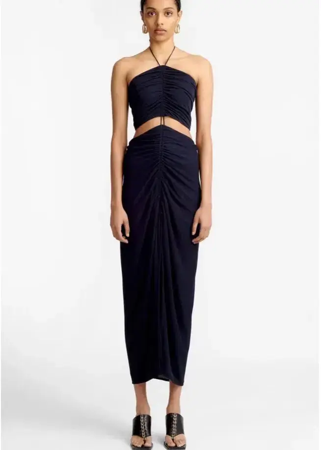 Dion Lee Gathered Dress Black Size 8 for rent on The Volte - main image