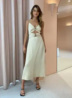 Anna Quan Carina Midi Dress Biscotti Size 8