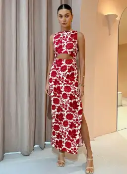 Sir the Label Cinta Cut Out Midi Dress Valentina Floral Print Size 6